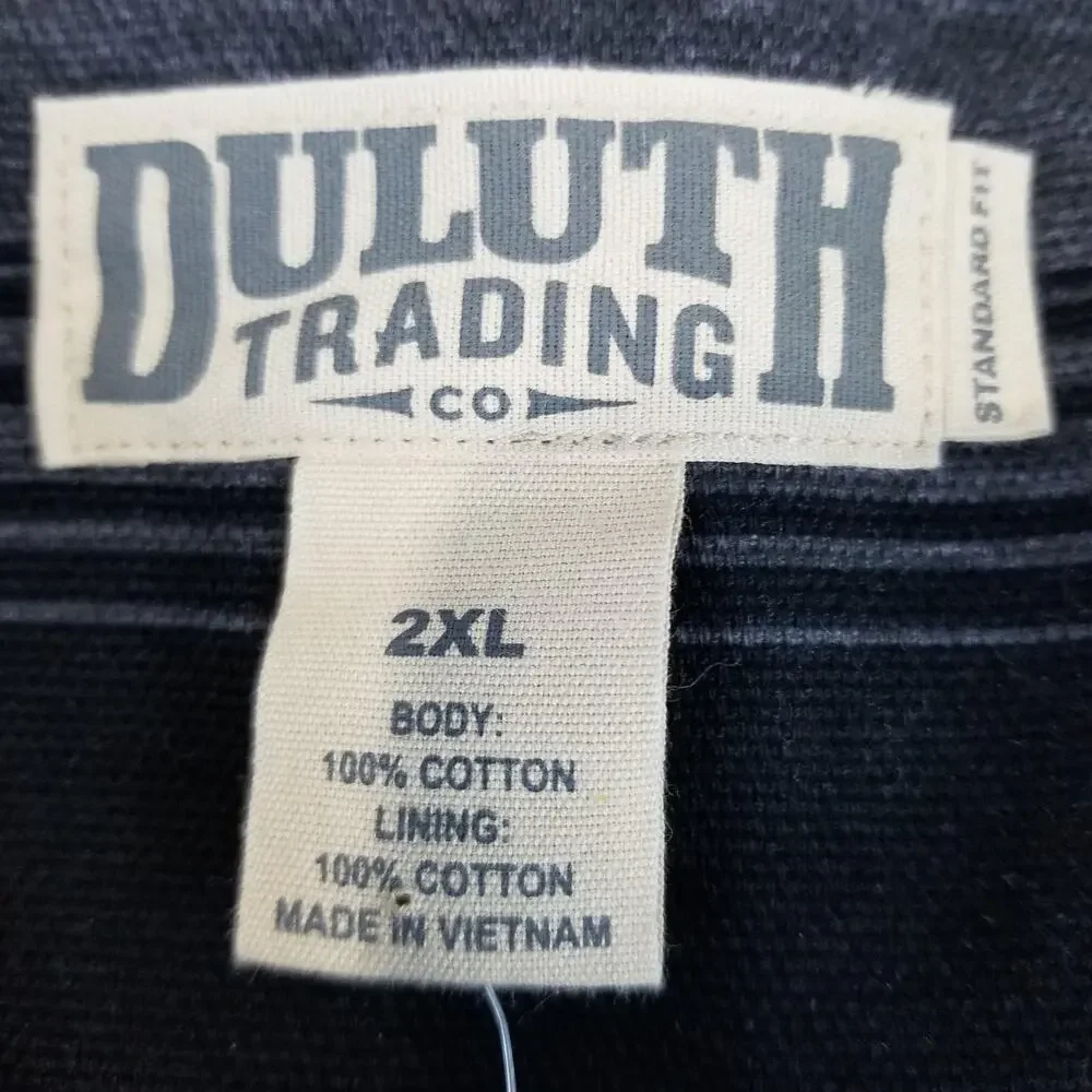 Duluth Trading Co Jacket Mens 2XL Gray Fire Hose Flannel Lined Limber Shacket